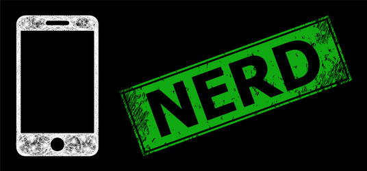Textured nerd stamp seal and net smartphone web vector