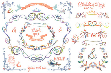 Floral Wedding Elements Set Vector Image