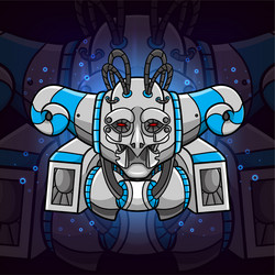 metal blue steam punk for esport mascot vector