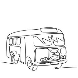 one line drawing of bus in the city an urban