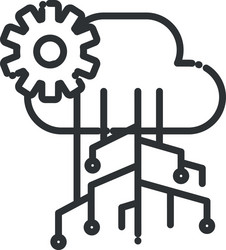 cloud computing with circuit and gear line style vector image