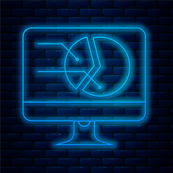 glowing neon line computer monitor with graph vector image