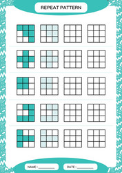 Repeat blue pattern cube grid with squares vector