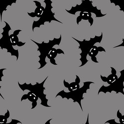 seamless pattern with bats on a gray background vector image