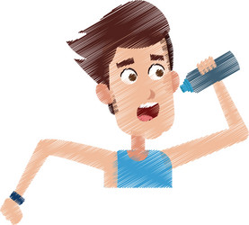 Man drinking water while running icon image vector