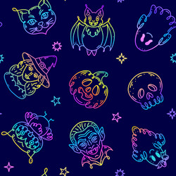 seamless pattern with characters in doodle style vector image