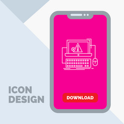 Computer crash error failure system line icon vector