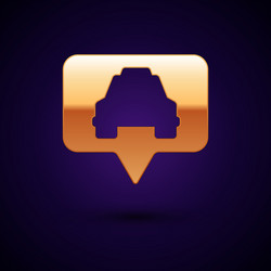 Gold map pointer with taxi icon isolated on dark vector