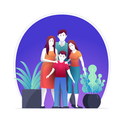 happy family are standing pose vector