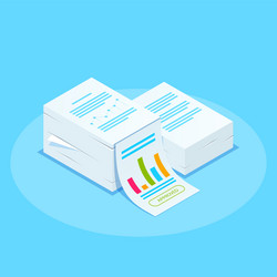 isometric stack documents with an approved vector