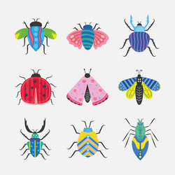 Four insects scandinavian Royalty Free Vector Image