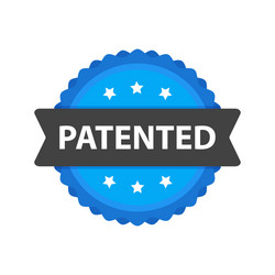 Patented stamp label flat cartoon patent badge vector