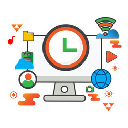 time computer flat icon can use for design vector image