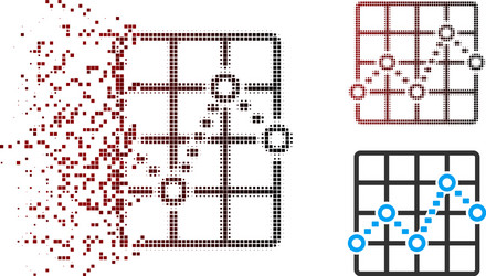 decomposed pixel halftone dotted line grid plot vector image