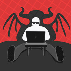 hacker and computer devil vector image