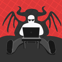 hacker and computer devil vector