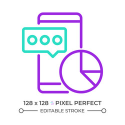 mobile data analytics two color line icon vector image