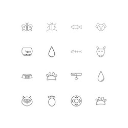 Animals linear thin icons set outlined simple vector