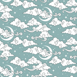 Celestial Moon & Cloud Pattern vector image
