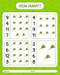 How many counting game with leek worksheet vector