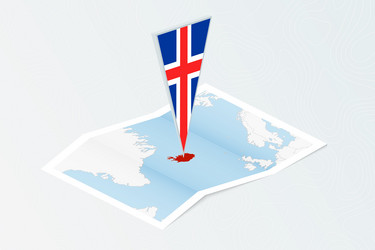 Isometric paper map of iceland with triangular vector