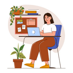 woman working at her desk home vector