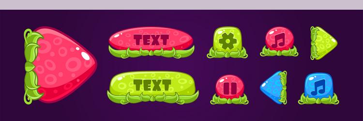 glossy button with green grass for game user vector image