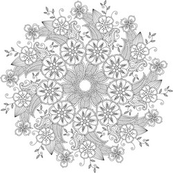 Mehndi mandala with flowers and leaves zenart vector