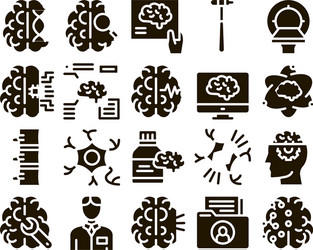 neurology medicine glyph set vector