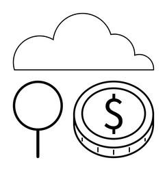 cloud computing with location pin and coin vector image