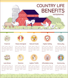 Country life benefit infographic template vector