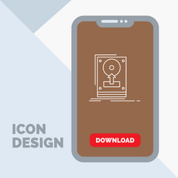 Install drive hdd save upload line icon in mobile vector