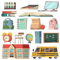 School students cartoon set Royalty Free Vector Image