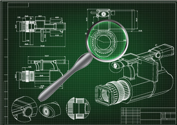 3d model of the camera on a green vector image