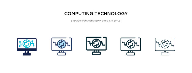 Computing technology icon in different style two vector