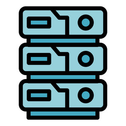 Server rack icon flat vector