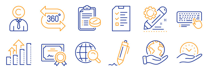 set science icons such as analysis graph 360 vector image
