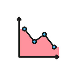 down graph analyzing chart patterns flat color vector image