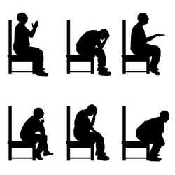 Man Silhouette Sitting Poses Vector Image