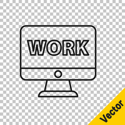 black line computer monitor with text work icon vector image