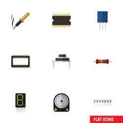 flat icon device set of microprocessor vector image