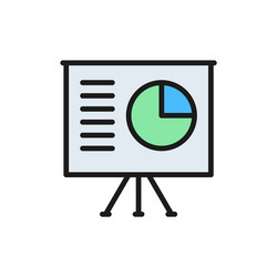 Project presentation with pie chart flat color vector