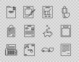 set line fax machine document with graph chart vector image