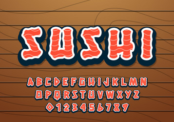 Sushi modern font effect japanese food vector