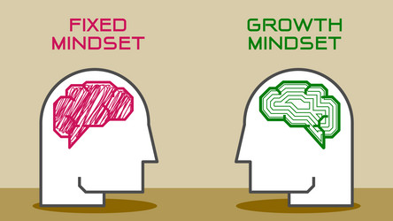 difference between a fixed vs growth mindset vector image