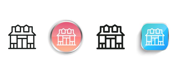 house icon thin linear regular and button style vector image