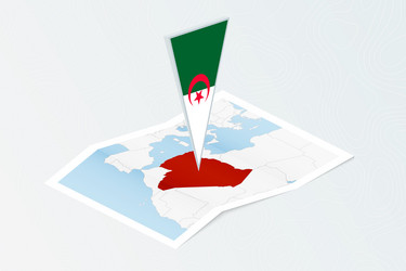 isometric paper map of algeria with triangular vector image