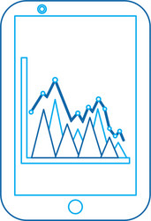 graph chart on cellphone screen icon image vector image