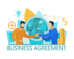 business agreement men handshake global teamwork vector