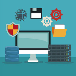Color background with computer display vector